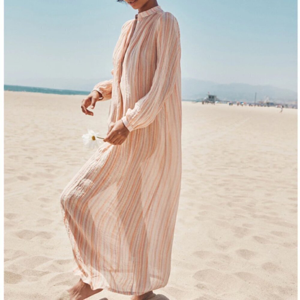 Christy Dawn Riley Maxi Coverup Dress In Salmon Stripe S​​​​​​